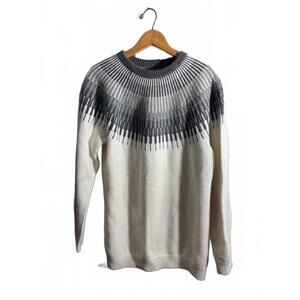 Icewear Minna  White and Gray Merino Wool Blend Knit Sweater XL